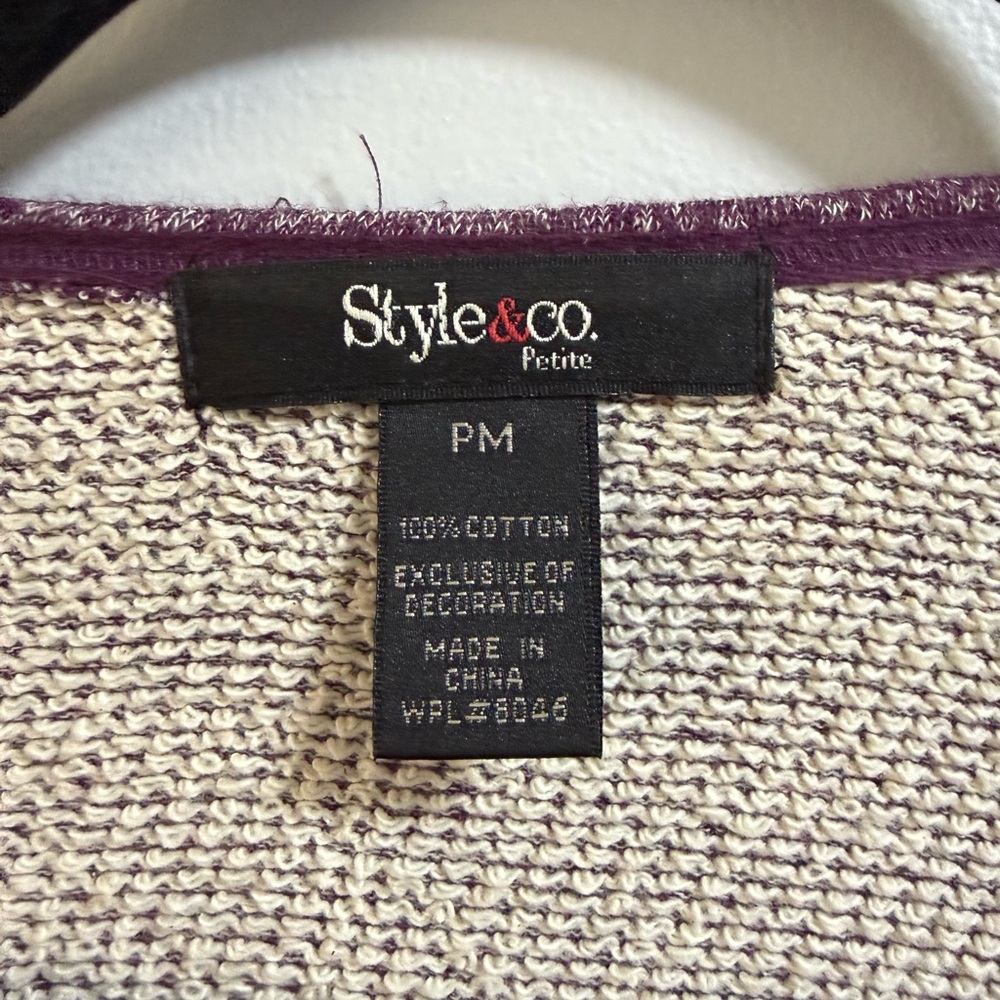 Style & Co. Purple and Cream Women's Cardigan. Size PM - Picture 2 of 7